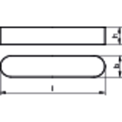 NOBRAND - Passfeder DIN 6885 Form A ohne Bohrung rundstirnig Edelstahl A4 blank 8 45 x 7