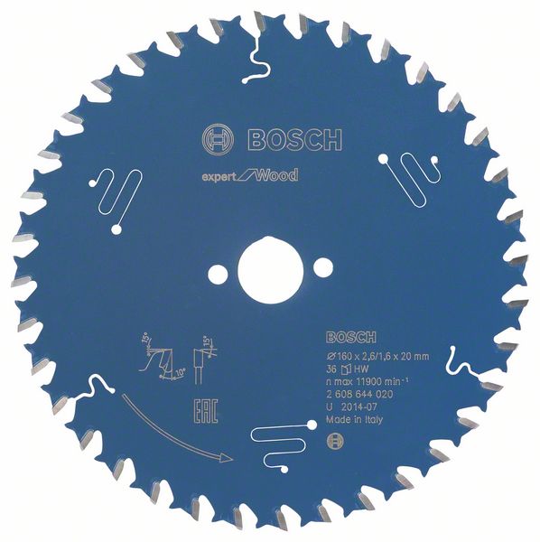 BOSCH Kreissägeblatt Expert for Wood, 160 x 20 x 2,6 mm, 36