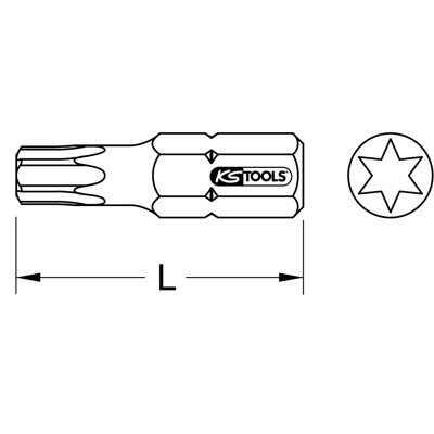 KSTOOLS® - 1/4" TIN Bit Torx, 25mm, T25, 5er Pack