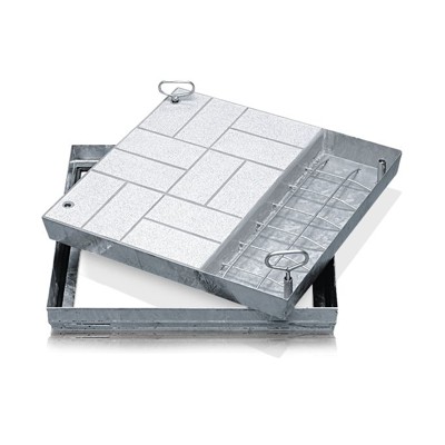 ZARGES - Schachtabdeckung Edelstahl V2A gebeizt, B 450 x T 450mm, Bauhöhe 90mm