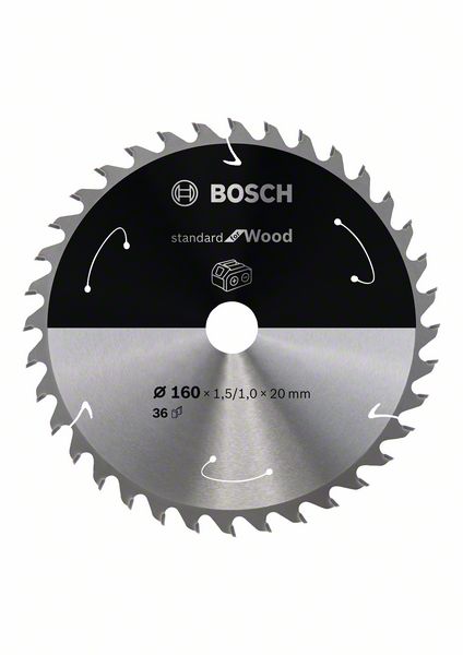 BOSCH Akku-Kreissägeblatt Standard for Wood, 160 x 1,5/1 x 20, 36 Zähne