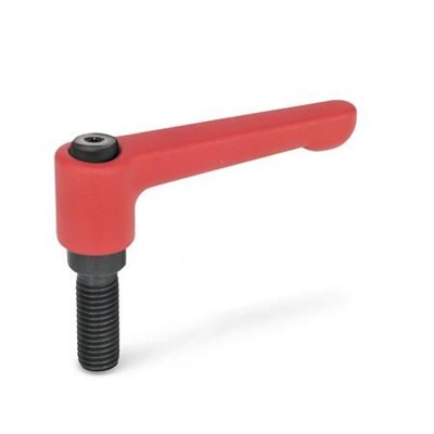 Ganter Norm® - 302-63-M10-63-RS Flache verstellbare Klemmhebel, Zink-Druckguss, Schraube Stahl