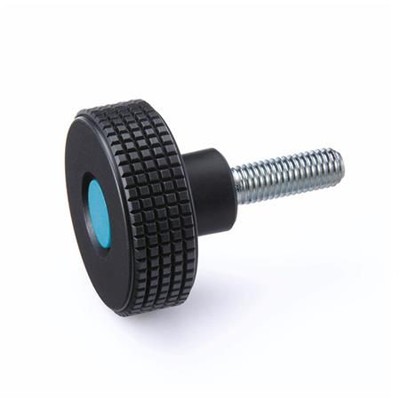 Ganter Norm® - 534-32-M6-16-SW-DBL Kordelgriffschrauben, Kunststoff, Abdeckkappe farbig