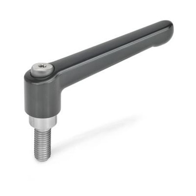 Ganter Norm® - 300.1-108-M12-32-SZ Verstellbare Klemmhebel, Zink-Druckguss, Schraube Edelstahl