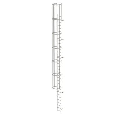 MUNK Günzburger Steigtechnik - Steigleiter, einzügig, Steighöhe 9520mm Edelstahl V4A (1.4571), L 10720mm