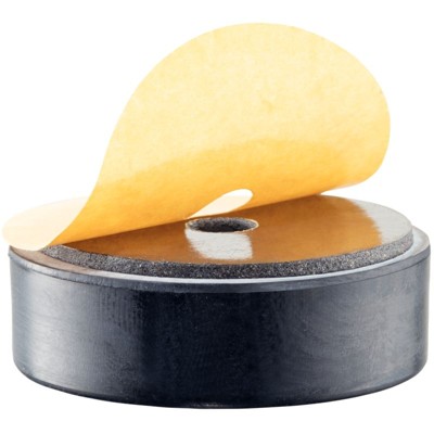 HALDER - Gummi-Anschlagpuffer, niedrige Ausführung/mit Durchgangsbohrung und Klebepad