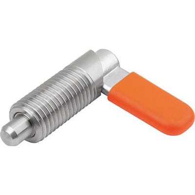 KIPP - SPERRRIEGEL, D=10, M20, FORM:C M. GEWINDEHÜLSE, M. KAPPE, EDELSTAHL BLANK, KOMP:POLYPROPYLEN ORANGE RAL2004