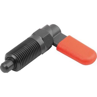 KIPP - SPERRRIEGEL MIT SECHSKANT, D=5, M10, SW1=10, FORM:C, MIT KAPPE, OHNE MUTTER, STAHL BRÜNIERT, KOMP:THERMOPLAST ROT