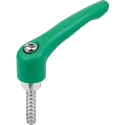 KIPP - KLEMMHEBEL GR.3 M08X45, ZINK GRÜN RAL6032 STRUKTURMATT, KOMP:STAHL BLAU-PASSIVIERT