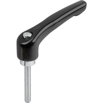 KIPP - KLEMMHEBEL GR.2 M06X55, ZINK SCHWARZ RAL9005 SEIDENMATT, KOMP:STAHL BLAU-PASSIVIERT