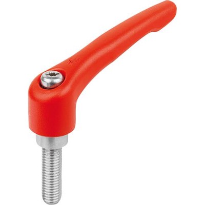 KIPP - KLEMMHEBEL GR.3 M08X50, ZINK ROT RAL3020 STRUKTURMATT, KOMP:EDELSTAHL BLANK