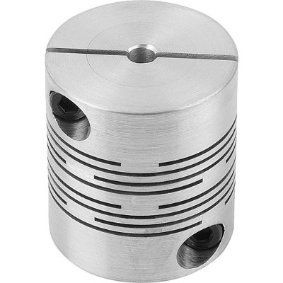 KIPP - FEDERSTEGKUPPLUNG MIT RADIALER KLEMMNABE, GR.25 L=28, D1=8, D2=10 ALUMINIUM