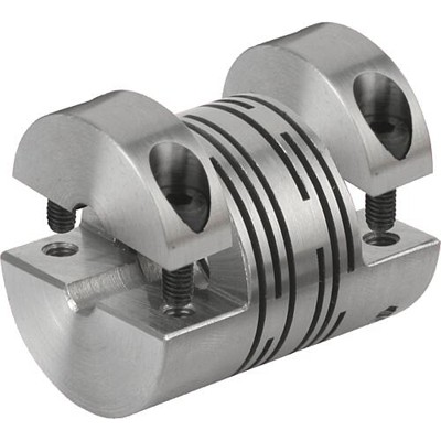 KIPP - FEDERSTEGKUPPLUNG MIT ABNEHMB. KLEMMNABEN, GR.40 L=48, D1=16, D2=16 EDELSTAHL