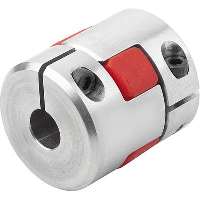 KIPP - ELASTOMER-KLAUENKUPPLUNG MIT RADIALER KLEMMNABE GR.9, D1=8, D2=8, L=30, ALUMINIUM, KOMP:POLYURETHAN, GELB, D4=20