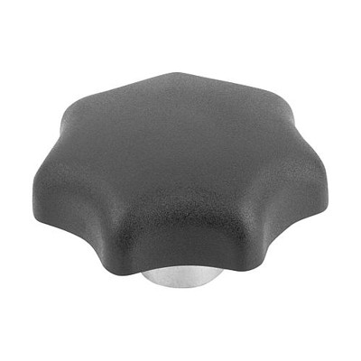 KIPP - STERNGRIFF MIT VORSTEHENDER BUCHSE D=M08, D1=40, H=25, FORM:K MIT GEWINDEBUCHSE, THERMOPLAST SCHWARZ,