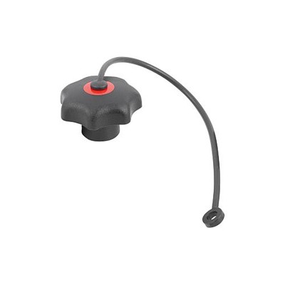 KIPP - STERNGRIFF ÄHNLICH DIN6336 MIT SICHERUNGSBAND D=M06, D1=32, FORM:KS, THERMOPLAST SCHWARZ, KOMP:STAHL,