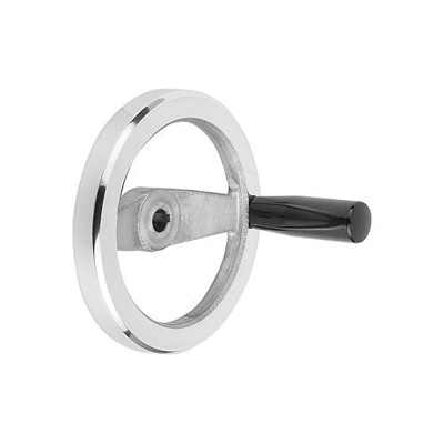 KIPP - 2-SPEICHENHANDRAD D1=100 PASSBOHRUNG MIT NUT D2=10H7, B3=3, T=11,4, ALUMINIUM, KOMP:DUROPLAST, GRIFF