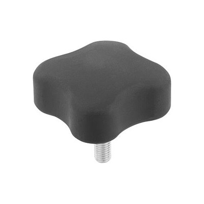 KIPP - VIERSTERNGRIFF FLACH D=M06X15 D1=50,8 H=22,1, FORM:L, THERMOPLAST, KOMP:STAHL