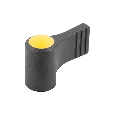 KIPP - FLÜGELGRIFF EINSEITIG GR.9 M06, A=22, H=18 FORM:K MIT DECKEL, THERMOPLAST SCHWARZGRAU RAL7021, KOMP:EDELSTAHL