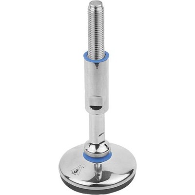 KIPP - STELLFUß FÜR HYGIENEBEREICH, FORM:A OHNE BEFESTIGUNGSBOHRUNG, D=80 M16X140, EDELSTAHL 1.4301