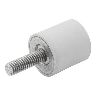 KIPP - GUMMIPUFFER TYP D AUSSENGEWINDE M08X23, D=30, H=40, EDELSTAHL 1.4401, KOMP:ELAST. NATURKAUTSCHUK SHORE 55A,