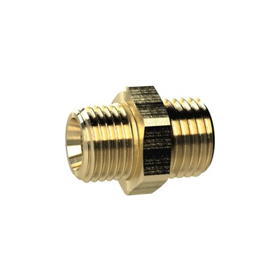 RIEGLER® - Doppelgewindenippel, G 1/2" A, M24x1,5 A, SW 28, Messing