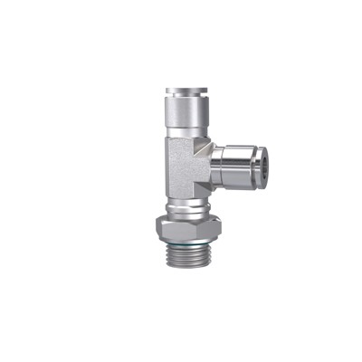 RIEGLER® - T-Steckverschraubung, L-Form, drehbar, G 3/8" A, Schlauch-Ø 8, Edelstahl