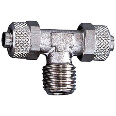 RIEGLER® - T-Einschraubverschraubung, R 1/8" A, für Schlauch 8/6, Messing vernickelt