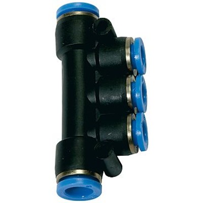 RIEGLER® - T-Mehrfachverteiler, Steckanschluss »Blaue Serie«, Schlauch -Ø 2x8/3x6