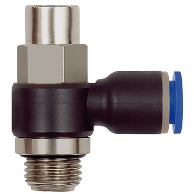 RIEGLER® - Drosselrückschlagventil »Blaue Serie« Abluftdrossel G 1/4" A 10 bar Ø4