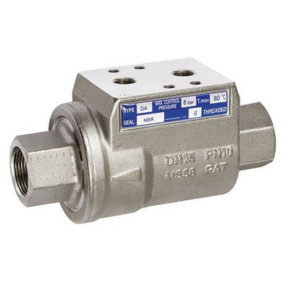RIEGLER® - Koaxialventil, pneumatisch, einfachwirkend NO, Messing vernickelt,NBR, Rp 3/4"