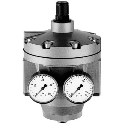 RIEGLER® - Hochleistungsdruckregler mit 2 Manometern, G 1.1/2", 0,5 - 16 bar