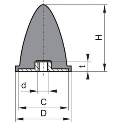 elko - Gummi-Anschlagpuffer GP EP M4, 15 x 15mm
