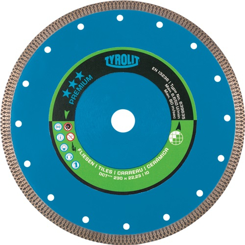 TYROLIT Diamanttrennscheibe Premium D.230mm Bohr.22,23mm Fliesen 10mm - 639635