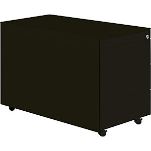 Schubladencontainer mit Rollen, HxT 570 x 800 mm, Stahlplatte, 3 Schubladen, graphitschwarz / graphitschwarz / graphitschwarz.