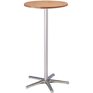 Stehtisch, Ø 600 mm, 1100 mm hoch, Gestell silber, Platte Buche-Dekor.