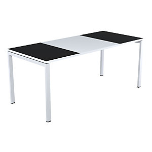 Schreibtisch easyDesk®, Höhe 750 mm, Breite 1800 mm, Plattenfarbe schwarz / weiß.