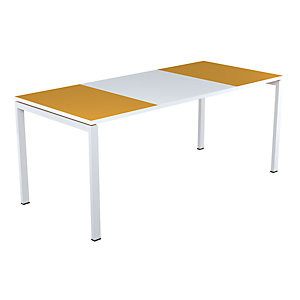 Schreibtisch easyDesk®, Höhe 750 mm, Breite 1800 mm, Plattenfarbe orange / weiß.