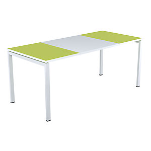 Schreibtisch easyDesk®, Höhe 750 mm, Breite 1800 mm, Plattenfarbe grün / weiß.