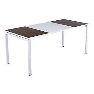 Schreibtisch easyDesk®, Höhe 750 mm, Breite 1800 mm, Plattenfarbe Wenge / weiß.