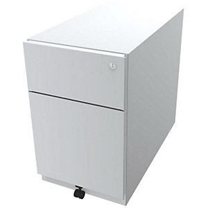 Rollcontainer Note™, mit 1 Hängeregistratur, 1 Universalschublade, HxBxT 495 x 300 x 565 mm, mit Griffleiste, verkehrsweiß.
