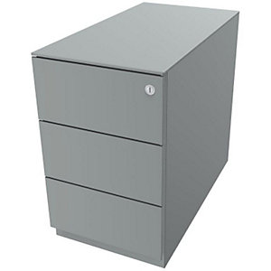 Rollcontainer Note™, mit 3 Universalschubladen, HxBxT 502 x 300 x 565 mm, mit Griffleiste und Top, silber.