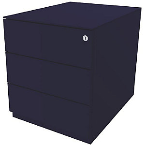 Rollcontainer Note™, mit 3 Universalschubladen, HxBxT 502 x 420 x 565 mm, mit Griffleiste und Top, oxfordblau.