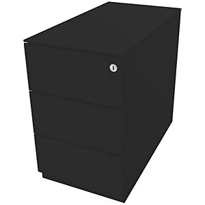 Rollcontainer Note™, mit 3 Universalschubladen, HxBxT 502 x 300 x 565 mm, mit Griffleiste und Top, schwarz.