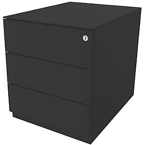 Rollcontainer Note™, mit 3 Universalschubladen, HxBxT 502 x 420 x 565 mm, mit Griffleiste und Top, anthrazitgrau.