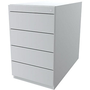 Standcontainer Note™, mit 4 Universalschubladen, Tiefe 775 mm, verkehrsweiß.
