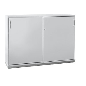 HANNA - Schiebetürschrank, 2 Fachböden, lichtgrau.