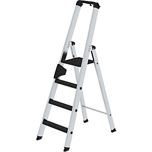 Stufen-Stehleiter CLIP-STEP, einseitig begehbar, rutschhemmend R13, belastbar, 4 Stufen.