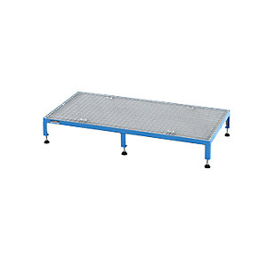 Arbeitsplattform, Höhenverstellbereich 165 - 230 mm, mit Gitterrostplatte, Plattform LxB 1210 x 610 mm, lichtblau.