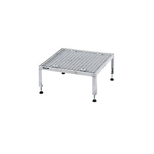 Arbeitsplattform, Höhenverstellbereich 255 - 320 mm, mit Gitterrostplatte, Plattform LxB 610 x 610 mm, feuerverzinkt.